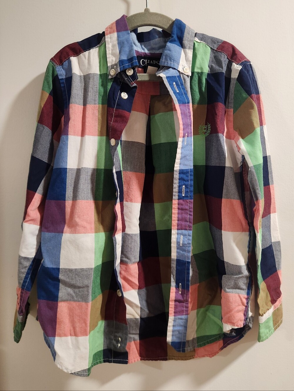 Chaps Multicolor Plaid Button-Down Shirt — Blue, Green, Red, Pink